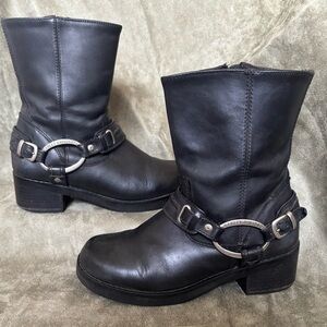 HARLEY DAVIDSON Women’s “Christa” Harness Mid-calf Black Leather Boots Size 6.5